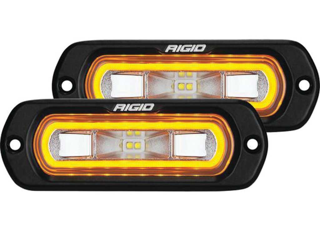 Rigid Industries Sr-L Series Off-Road Spreader LED Light Pod 3 Wire Flush Mount With Amber Halo - 53223 - image 1
