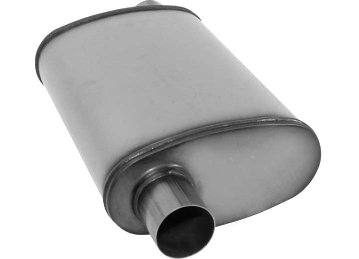 AP Exhaust Xlerator Performance 2.25 in Stainless Steel Oval Muffler with Offset (O) Inlet and Offset (O) Outlet - XS1235 - image 2