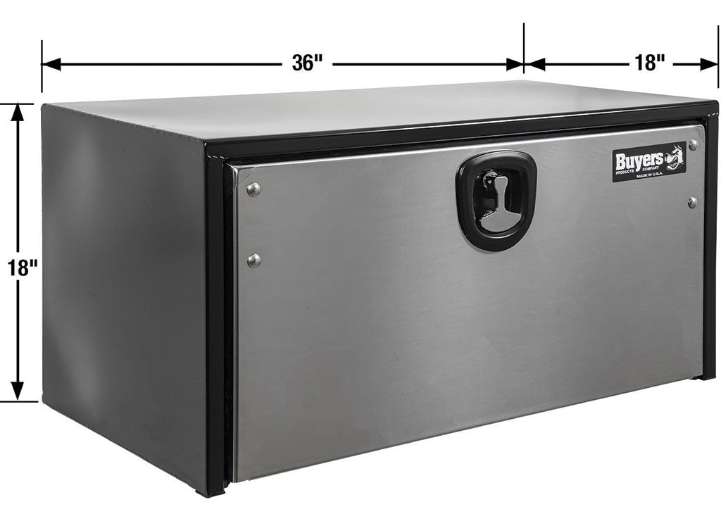 Buyers Products 18x18x36 Black Steel Underbody Truck Box With Stainless Steel Door, Black & Silver - 1702705 - image 2