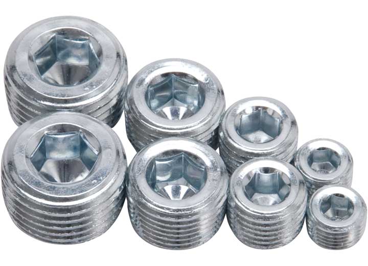 Edelbrock Pipe Plug Kit Allen Head Set Of 8 Clear Anodize Miscellaneous Accessory - 8052 - image 2
