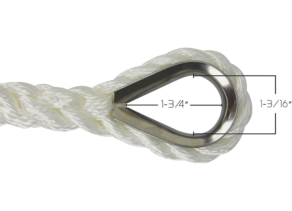 Extreme Max BoatTector Twisted Nylon Anchor Line with Thimble - 1/2" x 100', White - 3006.2300 - image 2