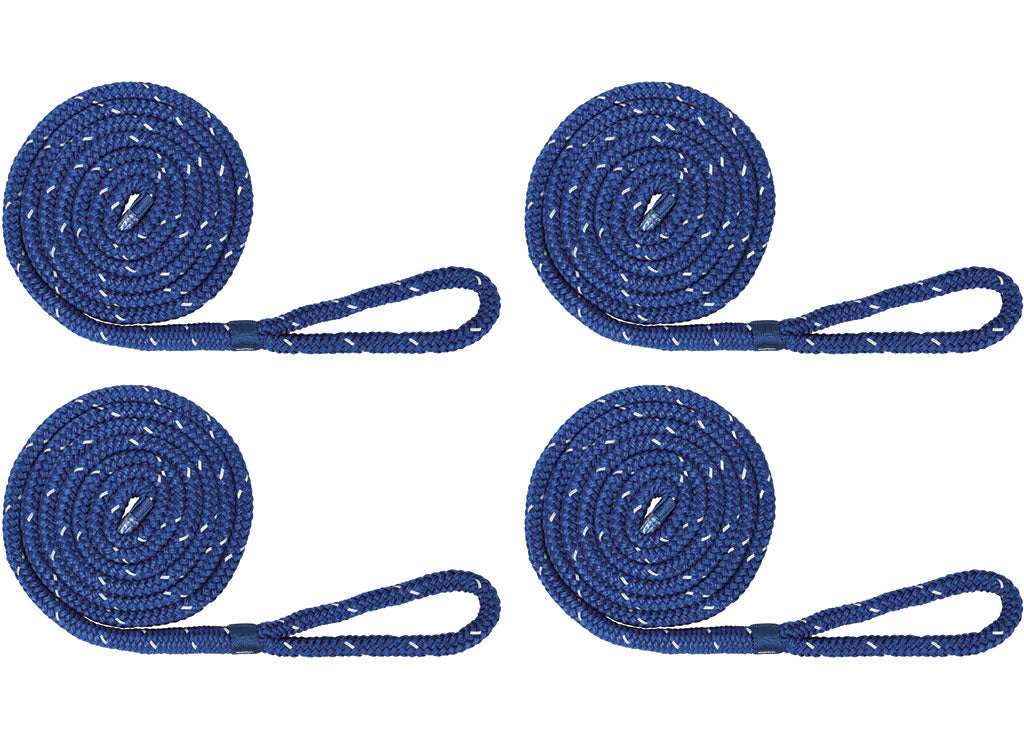 Extreme Max BoatTector Premium Double Braid Nylon Fender 3/8 in X 6 ft Blue With Reflective Tracer (Value Pack Of 4) - 3006.3415 - image 3