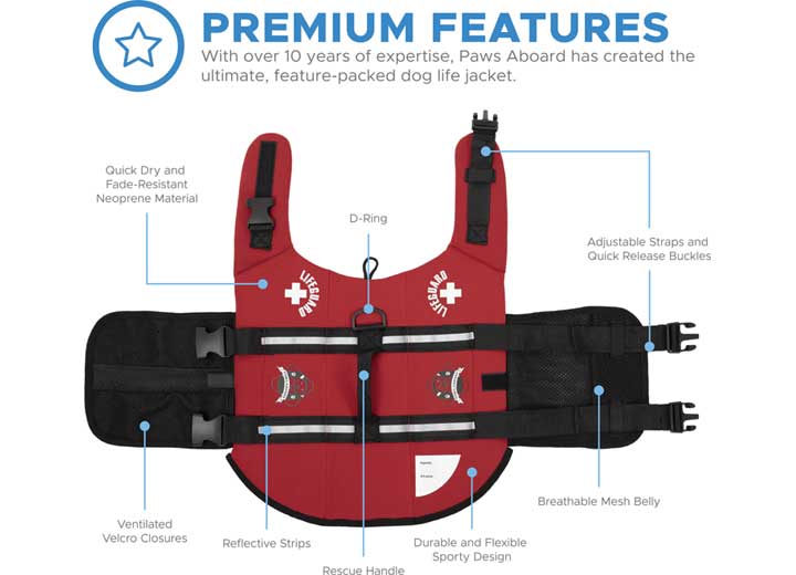 Fido Pet Products Paws Aboard Dog Life Jacket, Lifeguard Red, Xxs - R1100 - image 5