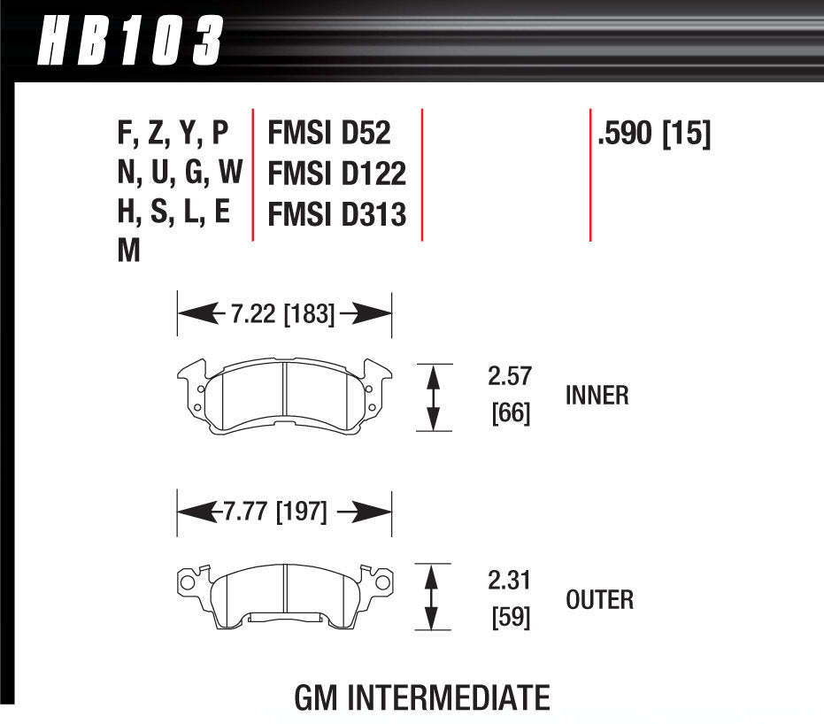 Hawk Brake Brake Pads HB103U.590 — product image 1