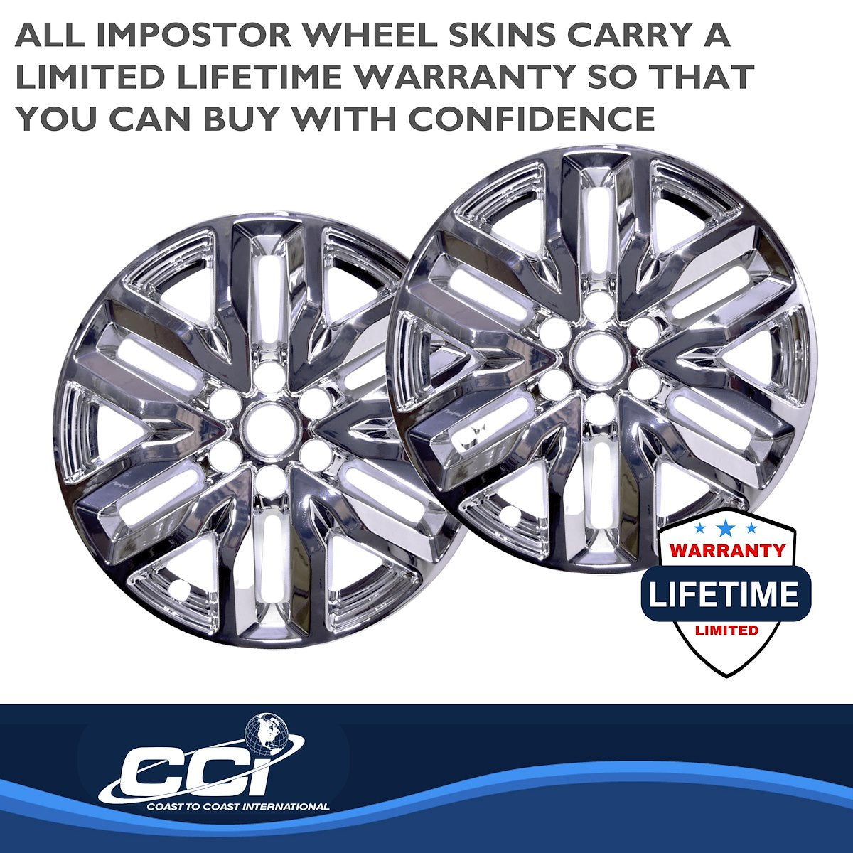 Coast2Coast Wheel Skin, 18 in, 5 Double Spokes, Chrome, Set Of 4 - IMP466X