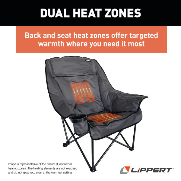 Lippert Camping Chair, 31 in Depth x 40 in Width x 40.3 in Height, 400 lb Weight Capacity - 2024043334