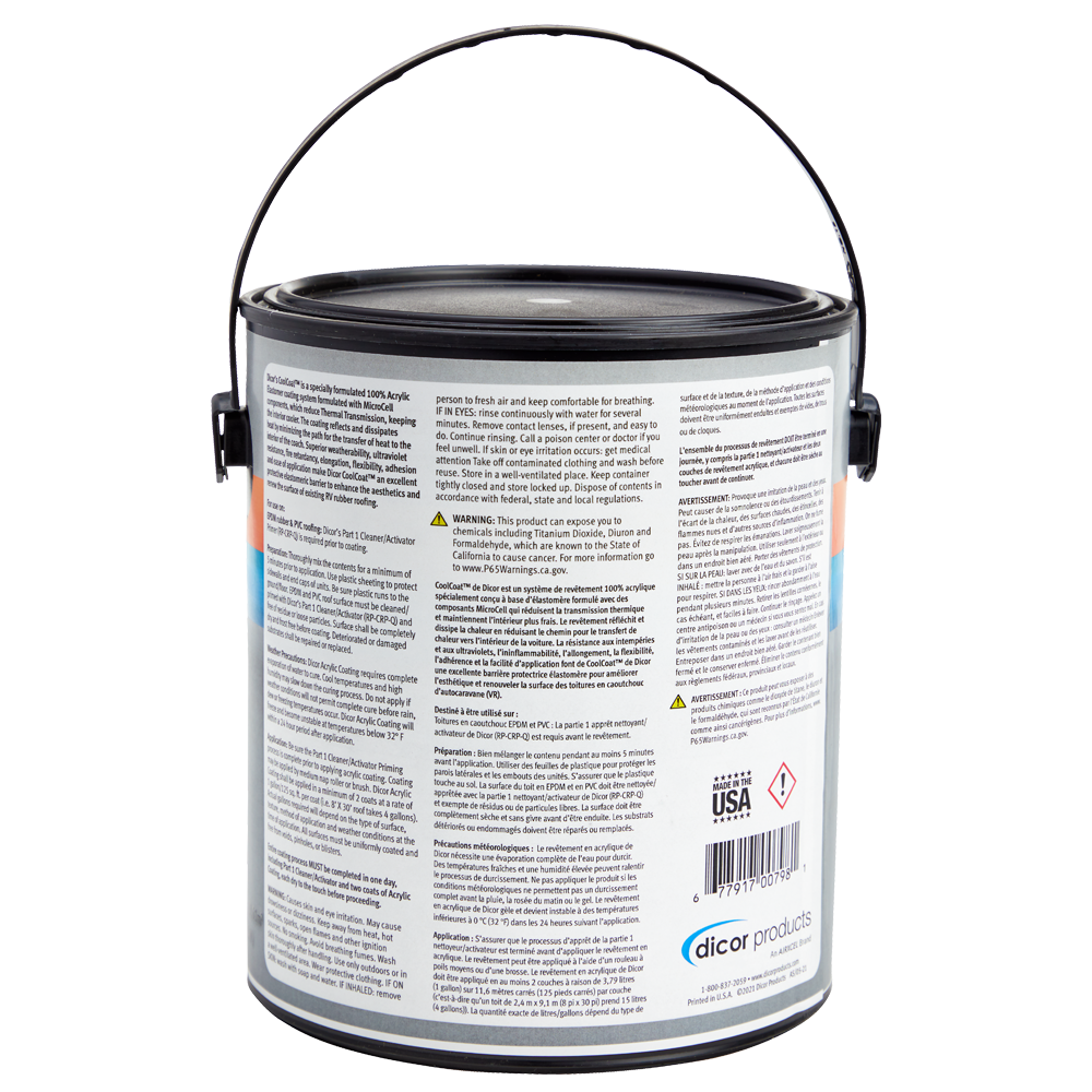 Dicor Corp. Roof Coating, 125 Square ft, With Insulating Ceramic Microcells, White - RP-IRC-1