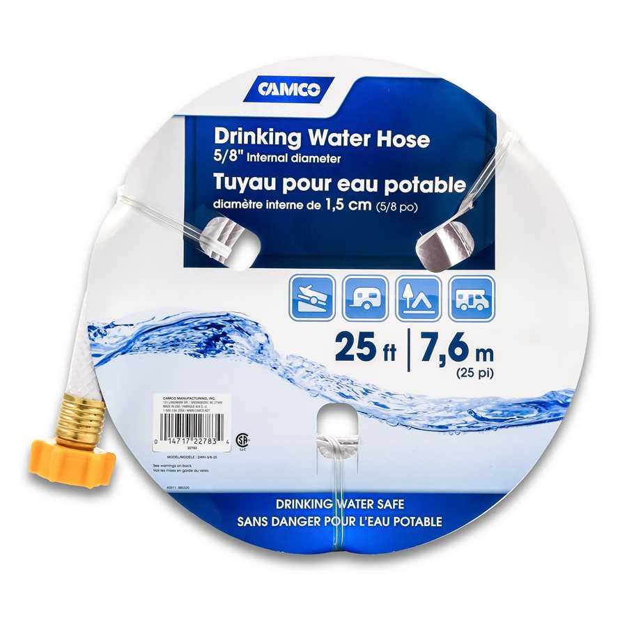 Camco Fresh Water Hose, 5/8 in Internal Diameter, 25 ft Length, 100 PSI Working Pressure - 22783