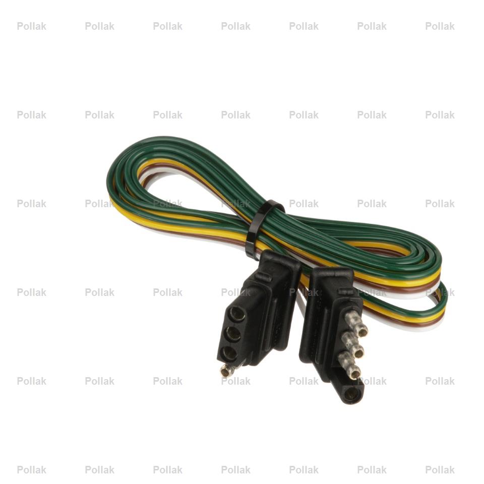 Pollak Trailer Wiring Connector, 4-Way Flat Male to Female, 60 in Wire Loop - 12-413E