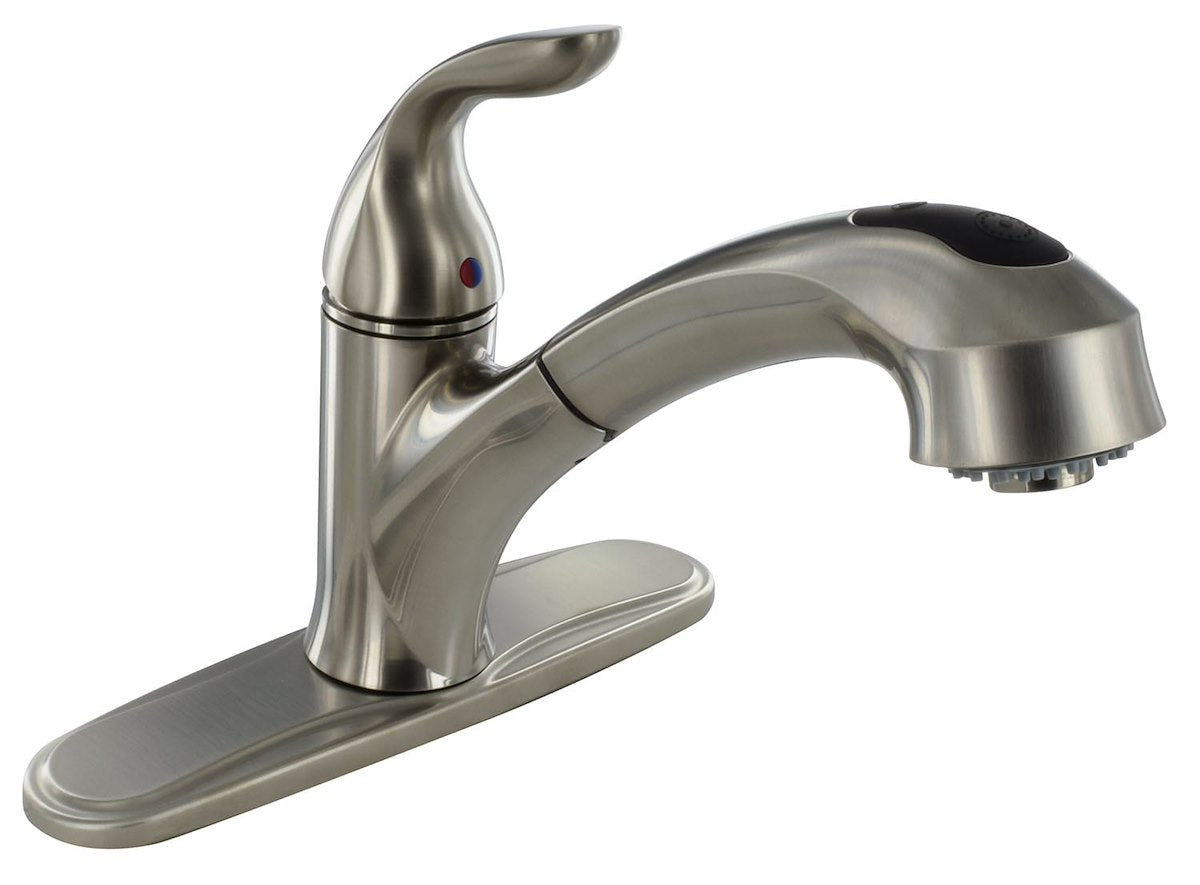 Phoenix Products Faucet, 10 in Pull Out Spout, 1 Hole Or 3 Hole Application, Ceramic Disc Valve - PF231441
