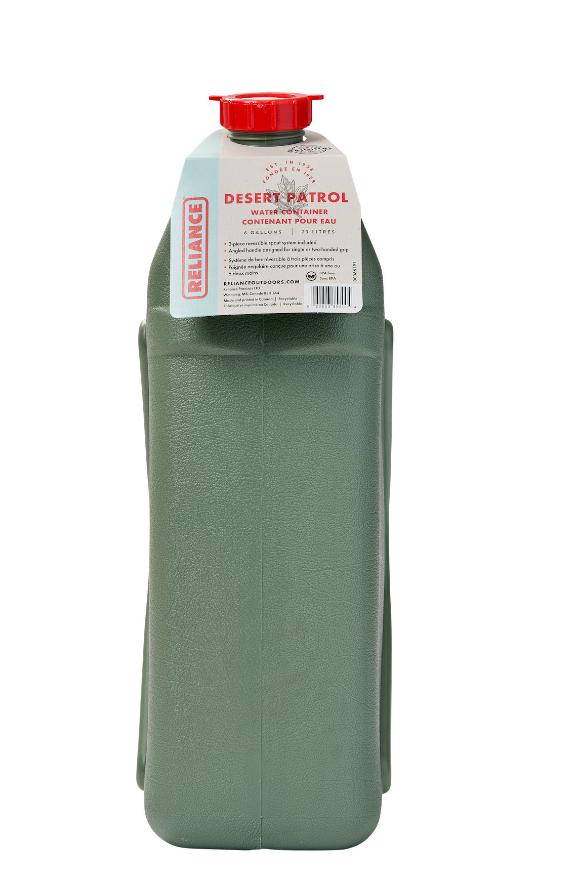 Reliance Liquid Storage Container, 6 gal, 14-3/4 in Length x 6-1/4 in Width x 19 in Height, With 3 Piece Spout System - 8580-43C