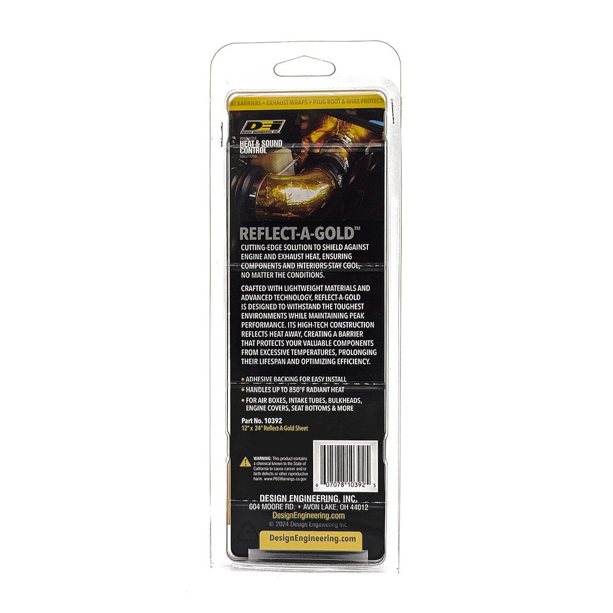 Design Engineering Heat Shield Tape, 24 in Length x 12 in Width x 0.0065 in Thick Sheet, 800 Degrees Fahrenheit Maximum - 10392
