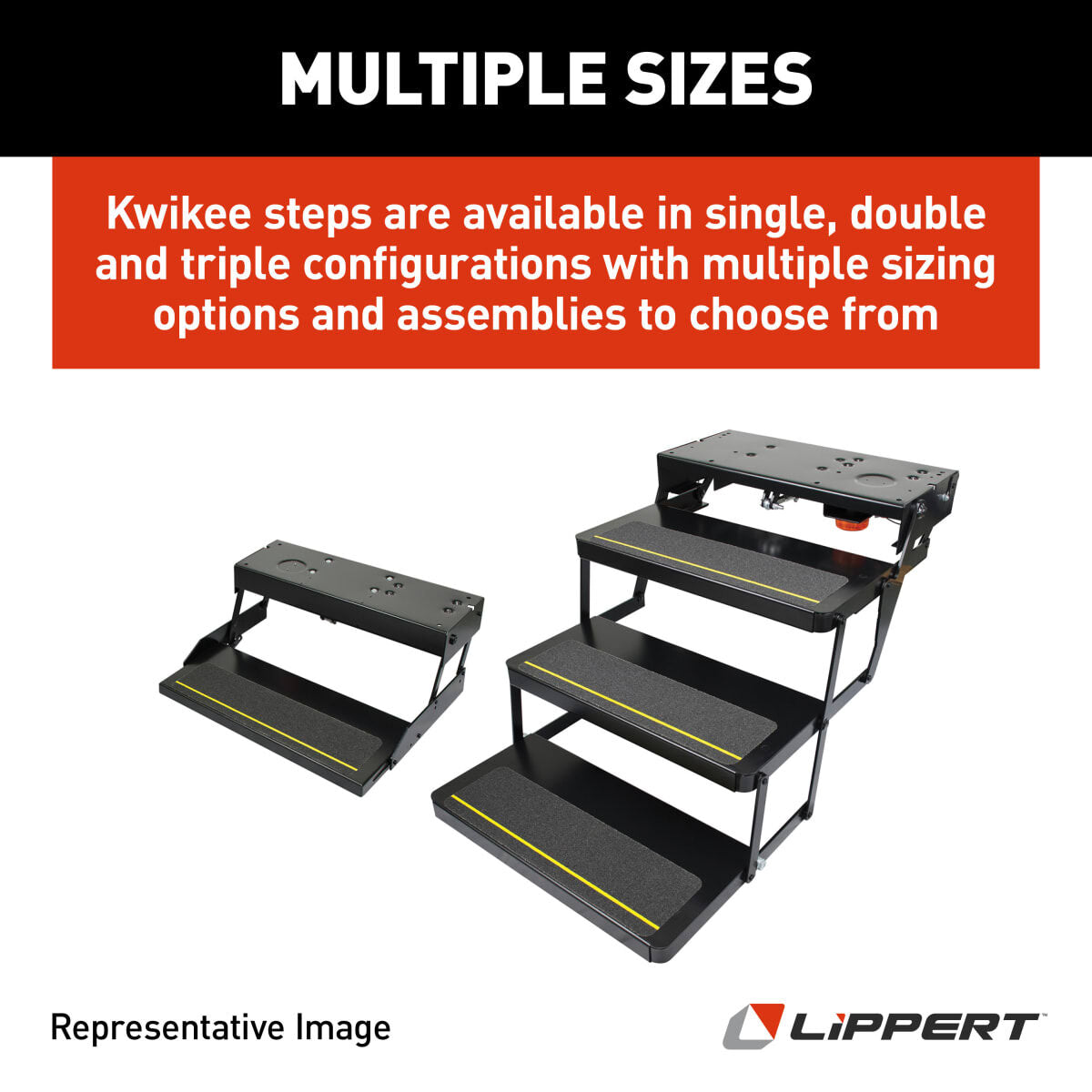 Lippert Entry Step, Series 34, 30 in Tread Width x 9 in Depth, With 7 in Rise - 3722862