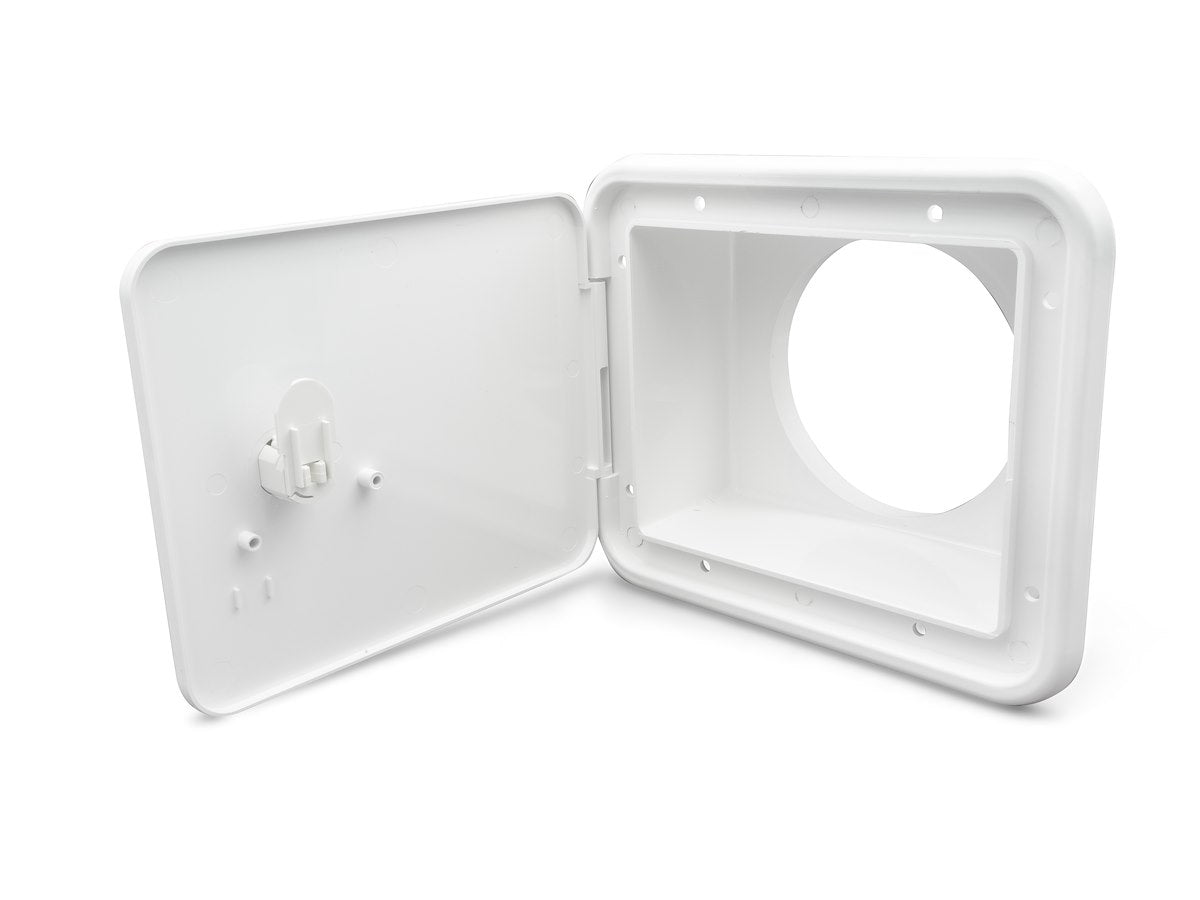 B&B Molders Access Door, 4-3/4 in Height x 5-7/8 in Width Cutout, 6-1/2 in Height x 7-5/8 in Width Overall, Polar White - 94302