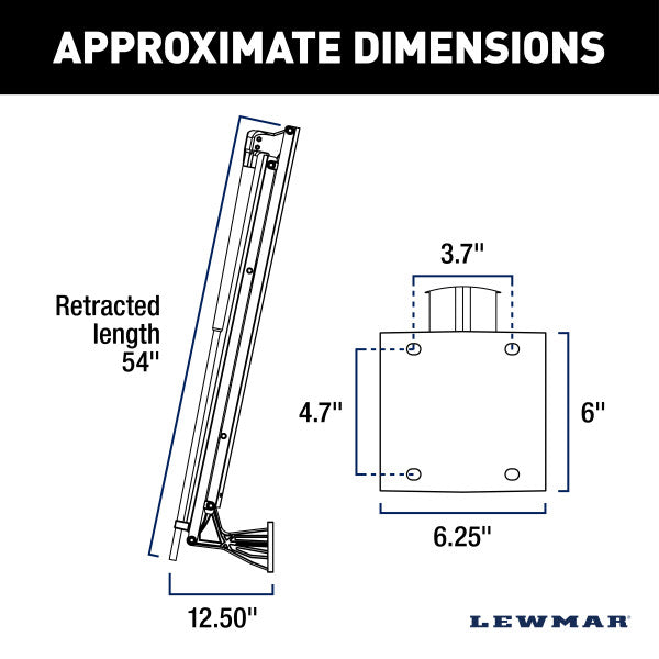 Lewmar Anchor, 3000 lb Holding Strength, Holds Up To 22 ft Length Boat, 12-1/2 in Length x 6-1/4 in Width x 54 in Height - 2024008743