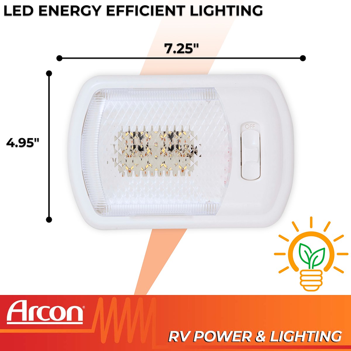 Arcon Interior Light - LED, 7-1/4 in Length x 4.95 in Width, Soft White SMD LED, 12 V - 20711N