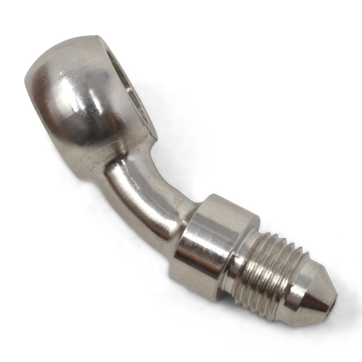 Russell Automotive Banjo Fitting, -3 AN SAE End With 35 degree Bend, 10 Millimeter Bolt Hole, Aluminum - 640511