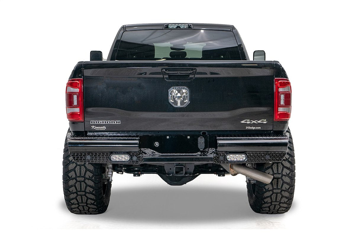 Fab Fours Bumper, Black Steel, Powder Coated Glossy Black 14 Gauge Steel Tread - DR19-T4450-1