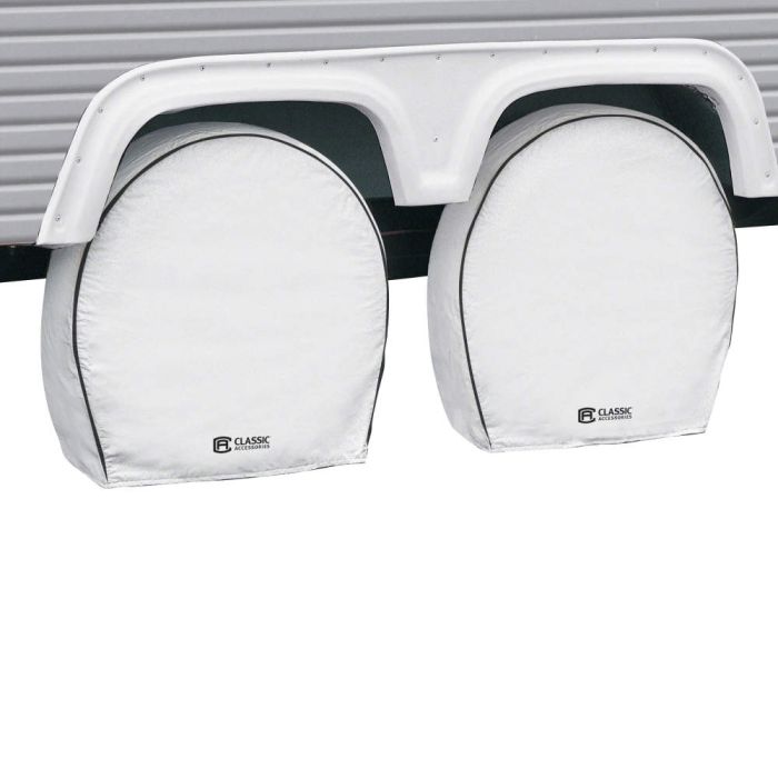 Classic Accessories Tire Cover, For 27 in To 30 in Wheel Diameter/8.75 in Tire Width, White, Pack Of 4 - 80-222-162302-00