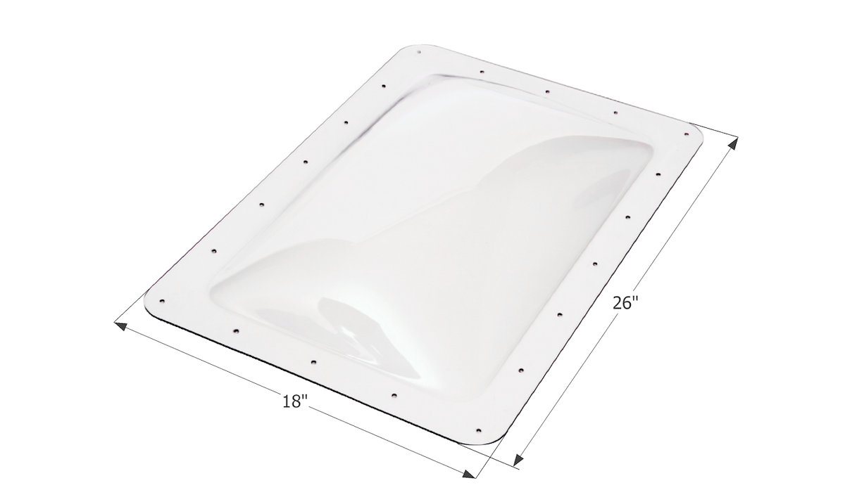 Icon Skylight, 4 in High Bubble Type Dome, 22 in Length x 14 in Width Opening, 26 in Length x 18 in Width Flange - 16030