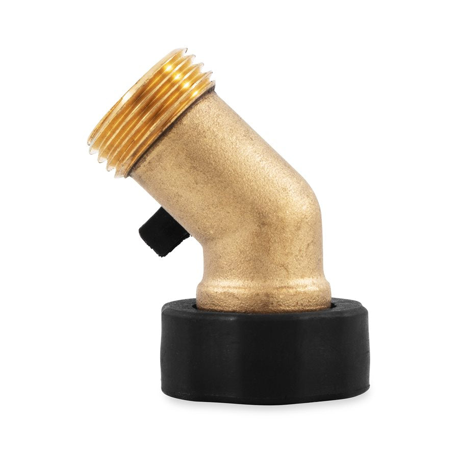 Camco Fresh Water Fill Hose Shut Off Valve, 45 degree Valve, Brass, Complies With CA and VT Regulations For Brass Content - 20173