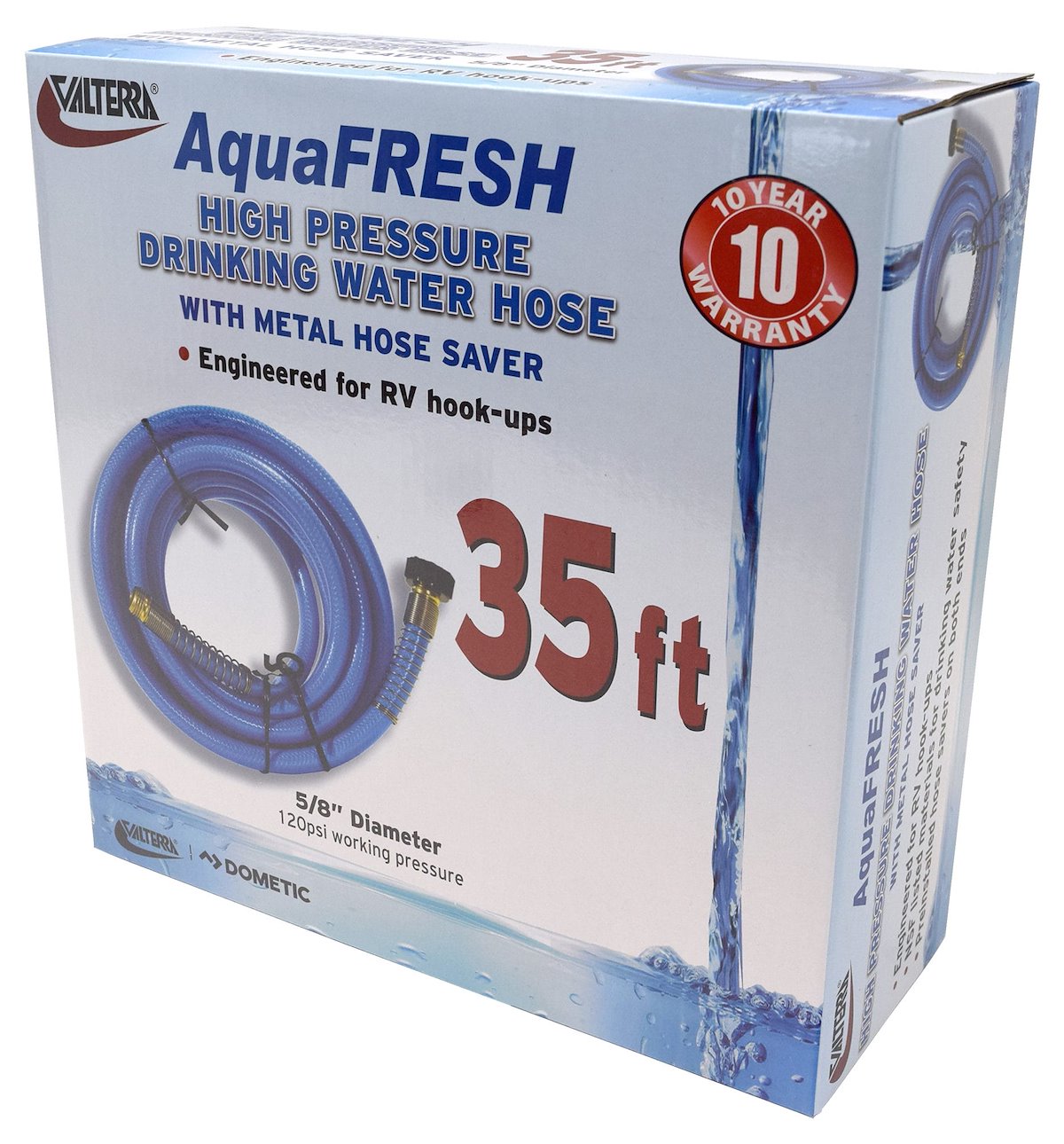 Valterra Fresh Water Hose, 5/8 in Internal Diameter, 35 ft Length, 120 PSI Working Pressure - W01-9420
