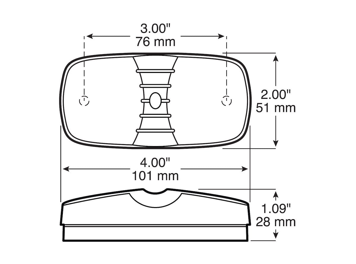 Peterson Manufacturing Clearance Light, Incandescent, 4 in Length x 2 in Width x 1-1/8 in Height - V138A