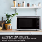 Magic Chef Microwave Oven, 1.1 Cubic ft Capacity, 20.3 in Width x 12 in Height x 15.6 in Depth Overall Dimension, Stainless Steel - MC110MST