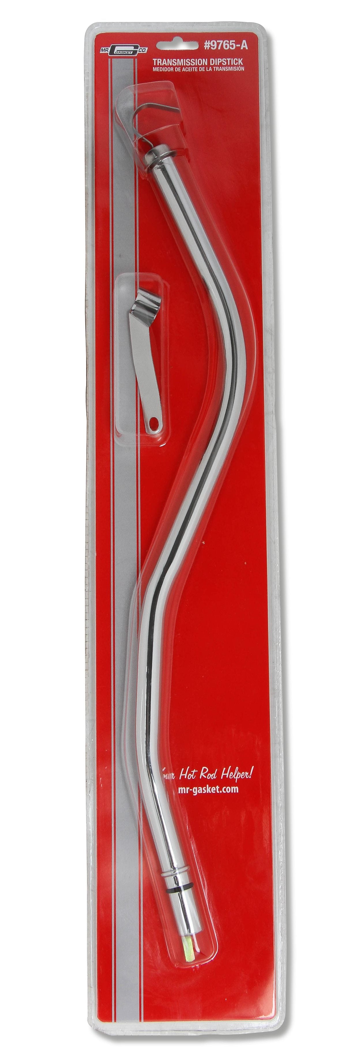 Mr. Gasket Auto Trans Dipstick, GM TH400, Chrome, With Mounting Tab/2 Piece Design - 9765-A