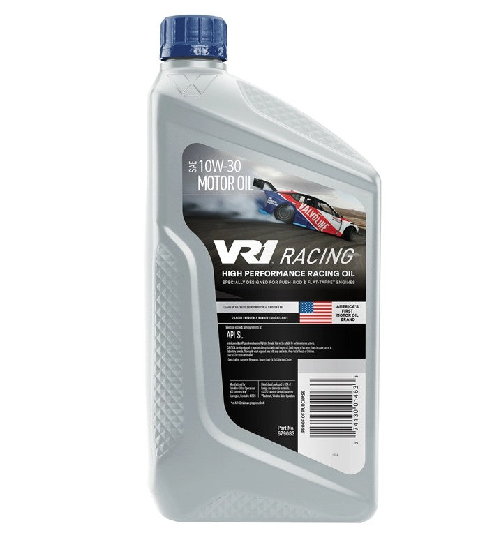 Valvoline Oil, VR1 Racing Oil, SAE 10W30, 1 qt Bottle, Case Of 6 - 679083