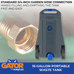 Duraflex Portable Waste Holding Tank, 16 gal, 39.43 in Length x 24.27 in Width x 12.8 in Height, 2 Wheel Design - 21901G