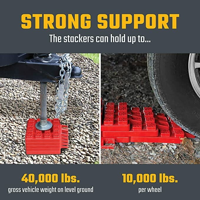 Valterra Leveling Block, Safe Up To 40000 lb Gross Vehicle Weight, Red, Set Of 4 - A10-0916
