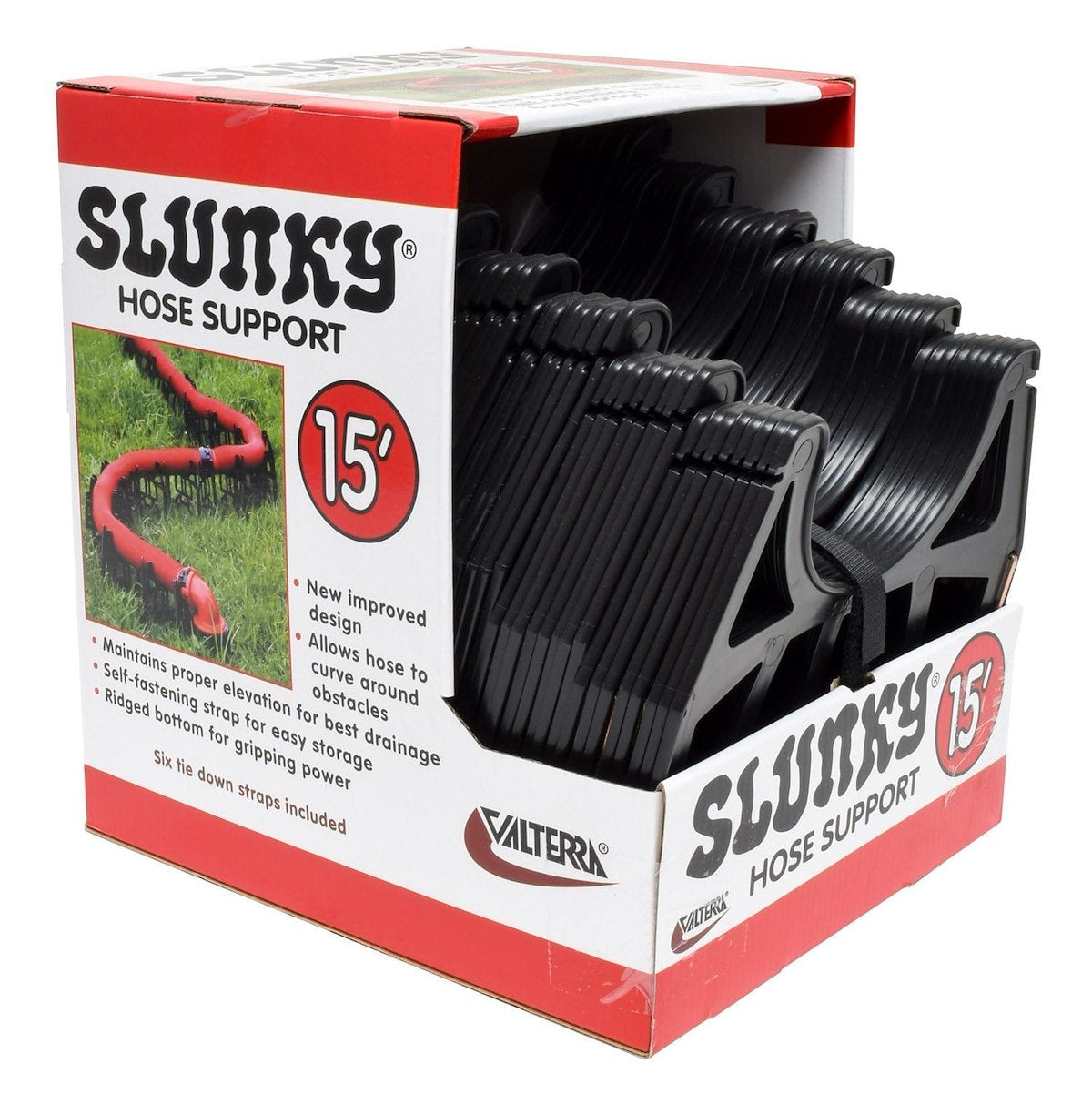 Valterra Sewer Hose Support, 15 ft Length, 4-1/2 in Sewer End Height x 7-1/4 in RV End Height, Black - S1500