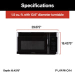 Furrion Microwave Oven, 1.5 Cubic ft Capacity, 900 Watts Cooking Power/1500 Watts Input Power, 120 V AC - FMCM15A-BL