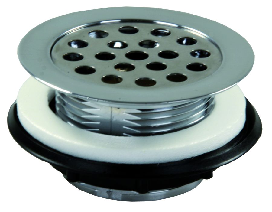 JR Products Waste Water Drain Strainer, For 2 in Shower Drain Opening, Chrome Plated - 95175