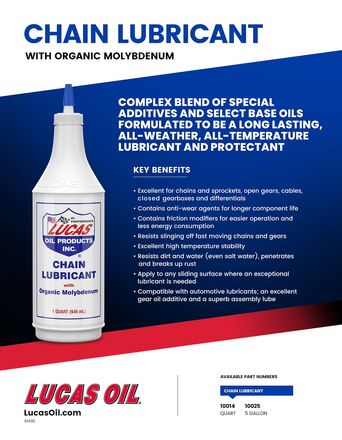 Lucas Oil Chain Lube, 1 qt Bottle - 10014