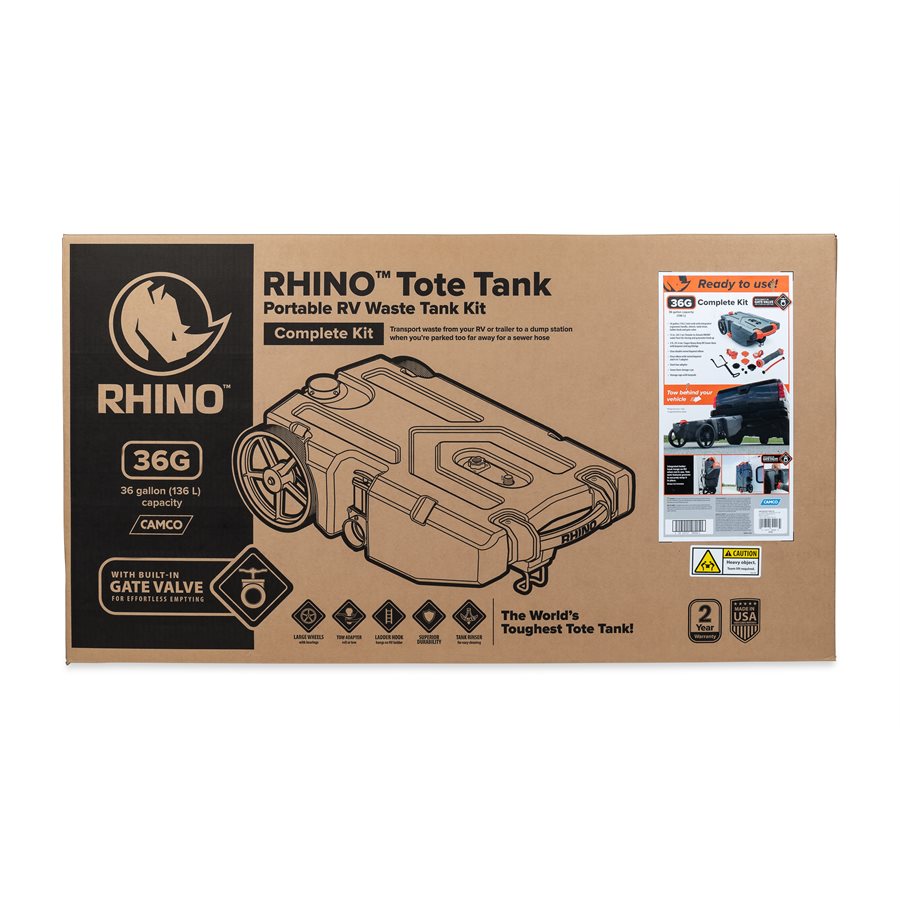 Camco Portable Waste Holding Tank, 36 gal, 2 Wheel Design - 39006