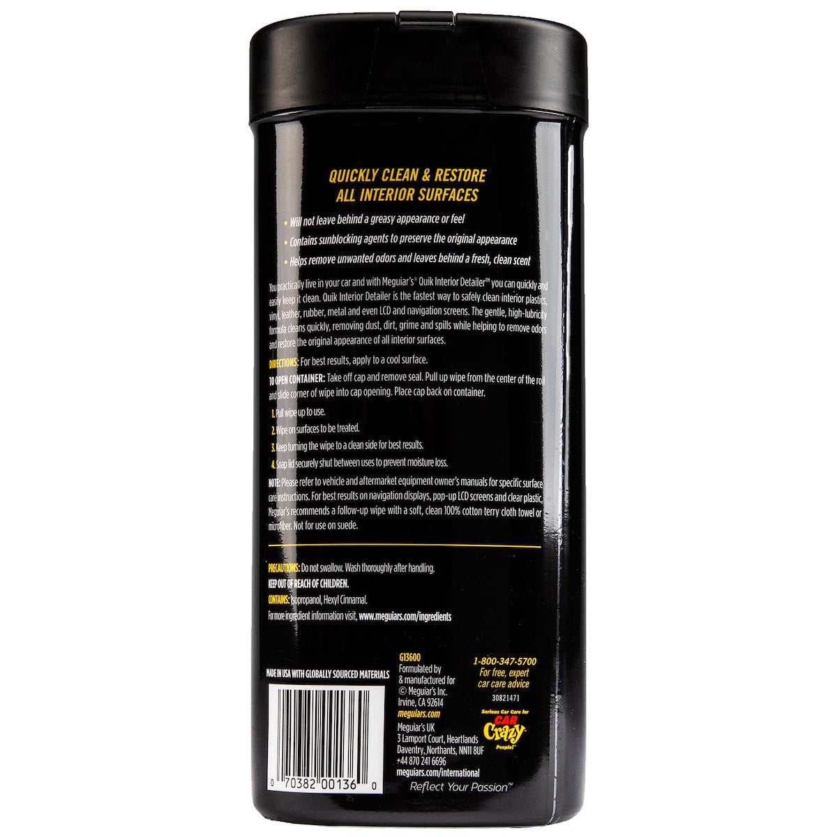 Meguiars Interior Cleaner, Classic Series, 25 Wipes - G13600