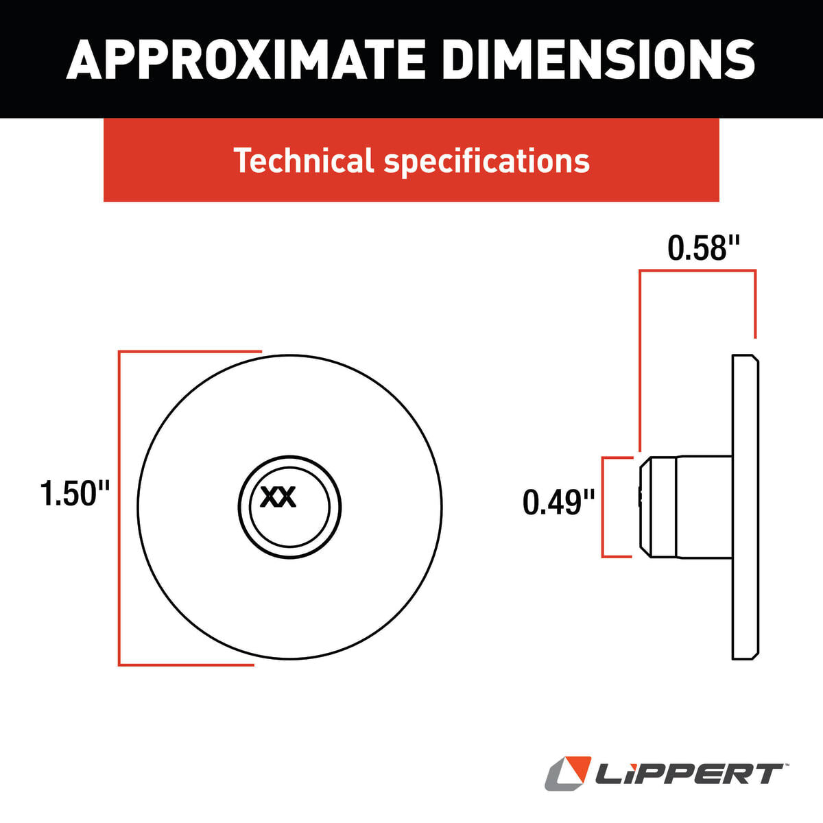 Lippert Slide Out Friction Pad, 1-1/2 in Outside Diameter x 5/8 in Height - 277882