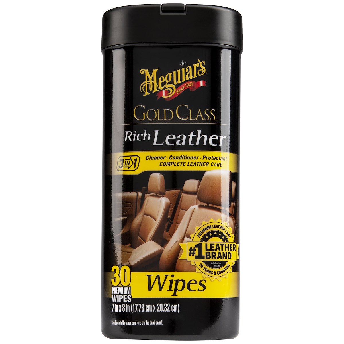 Meguiars Leather Conditioner, 25 Full Size Wipes - G10900