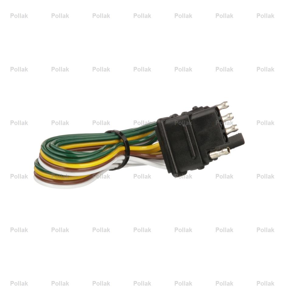 Pollak Trailer Wiring Connector, 4-Way Flat Male to Female, 60 in Wire Loop - 12-413E