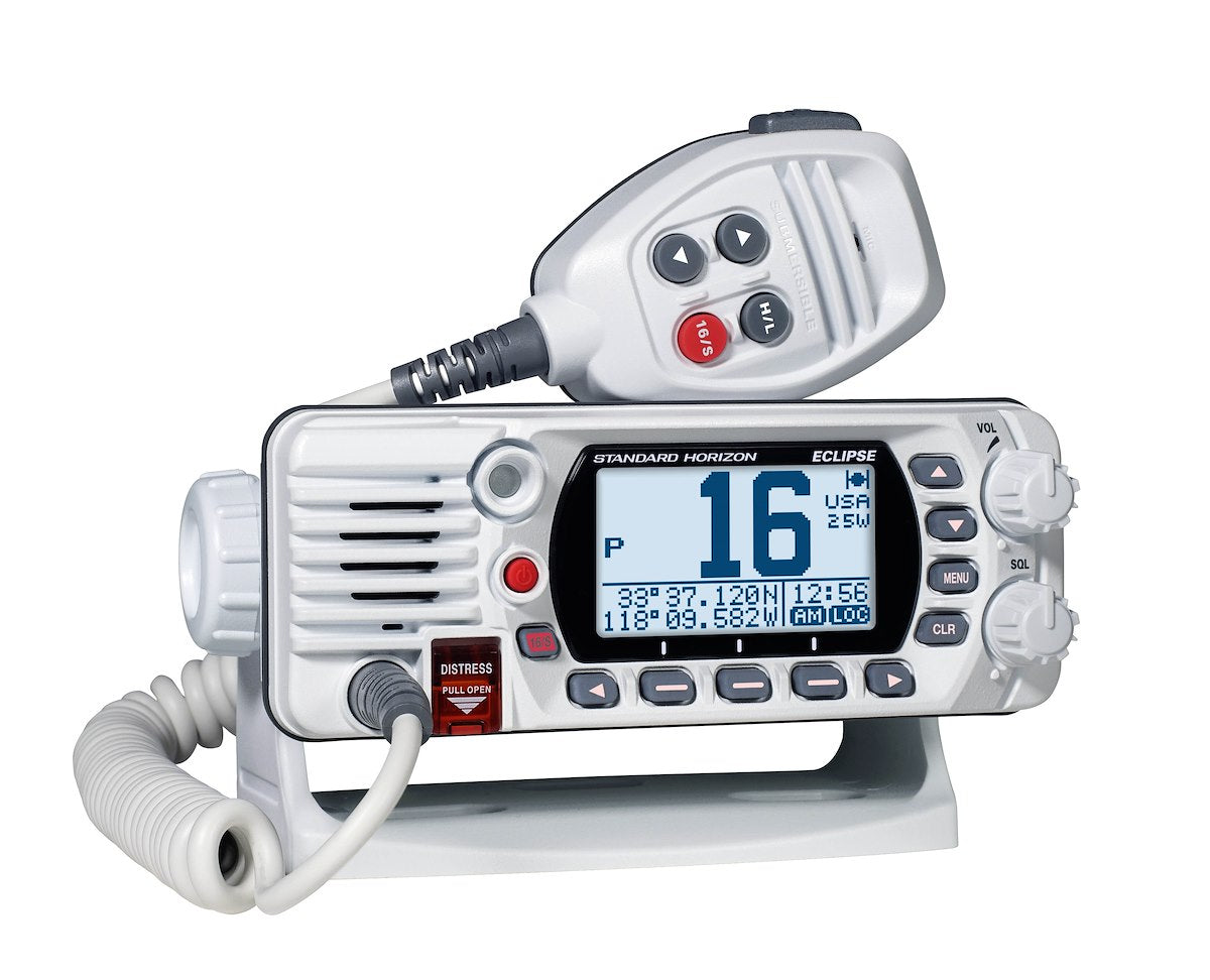 Standard Horizon VHF Radio, 25 Watt, White, NMEA 0183 Compatibility - GX1410GW
