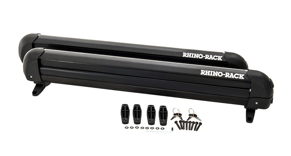 Rhino-Rack USA Ski Carrier - Roof Rack Kit, Carries Up To 6 Pairs Of Skis Or 4 Snowboards, With 2 Ski Carriers/4 Keys/Mounting Hardware - 576