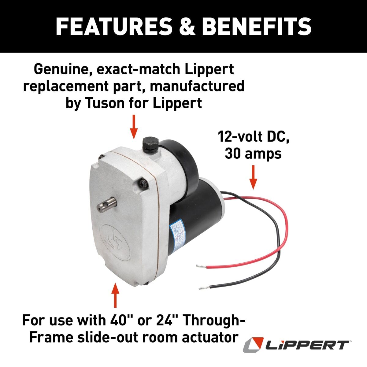 Lippert Slide Out Motor, 9000 RPM, 18:1 Motor - 125802