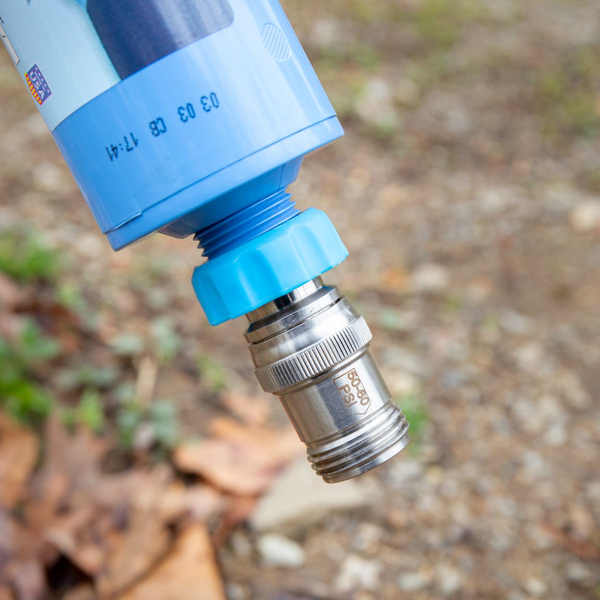 Camco Fresh Water Pressure Regulator, Stainless Steel, Preset Pressure Range of 50-60 PSI - 40054