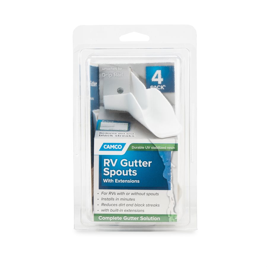 Camco Drip Rail Gutter Spout, White, Set of 4 - 42134
