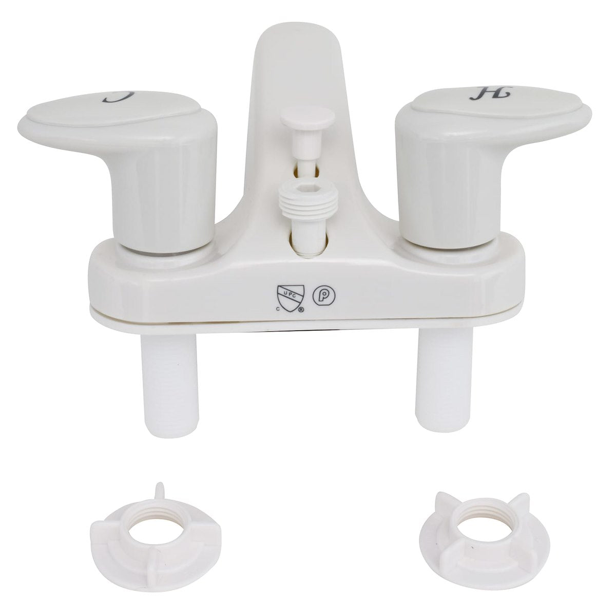 Phoenix Products Faucet, 2 Acrylic Lever Handle, White/Plastic Underbody, 2 Hole Application - PF222241