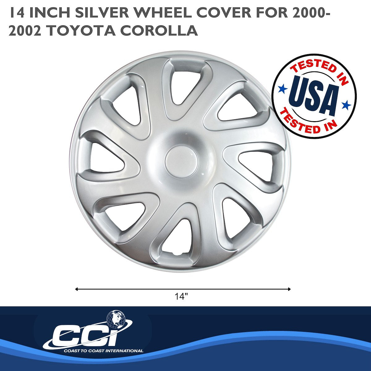 Coast2Coast Wheel Cover, 14 in, 8 Directional Spoke, Set Of 4 - IWC40414S