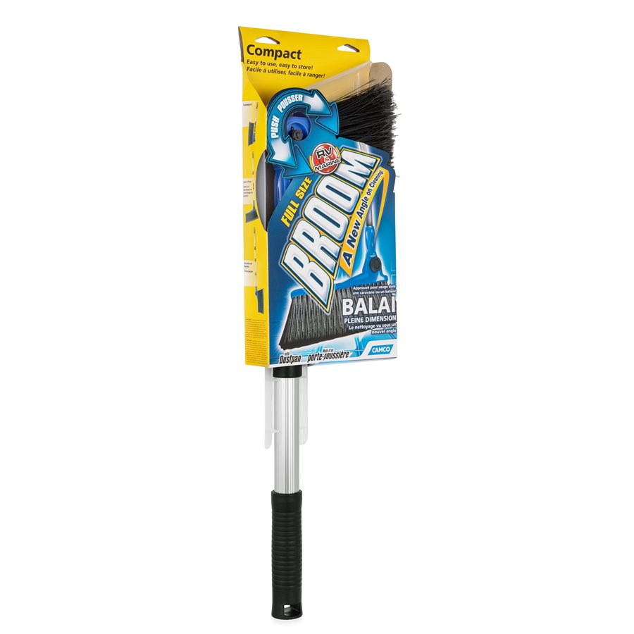 Camco Broom, Telescoping 24 in to 52 in Length Handle, Soft Bristled Head, Aluminum Handle - 43623