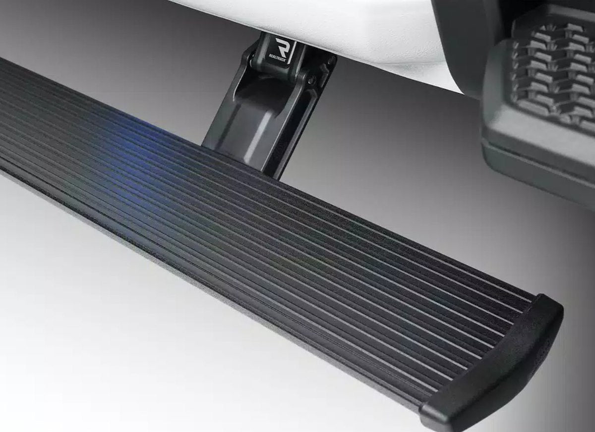 AMP Research Running Board, Textured Powder Coated, Black, Die Cast Aluminum - 76365-01A